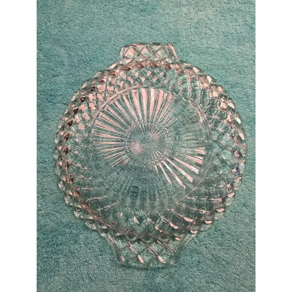 Vintage Anchor Hocking Waterford Waffle Clear Glass 2 Handled Cake Plate